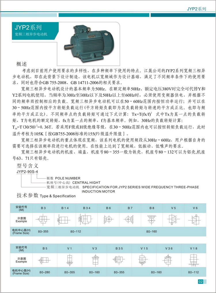 JYP2系列寬頻三相異步電動(dòng)機(jī)介紹
